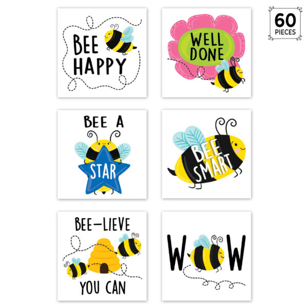 Bees Rewards Stickers, 1-1-2", 60 Per Pack, 6 Packs
