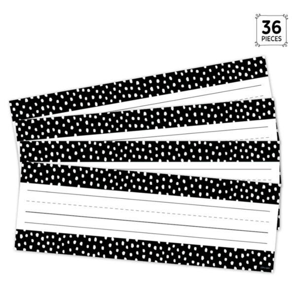 ERSCTP10620-6_3.jpg Messy Dots on Black Name Plates, 9-1-2" x 3-1-4", 36 Per Pack, 6 Packs
