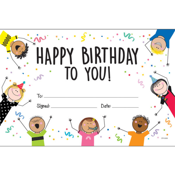 Stick Kids Happy Birthday Awards, 30 Per Pack, 6 Packs