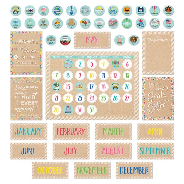 Krafty Pop Calendar Set Bulletin Board Set, 87 Pieces