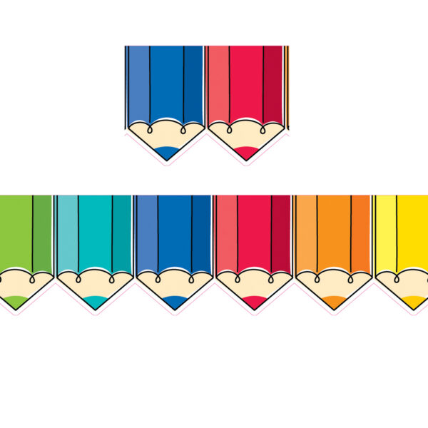 Core Decor Colorful Doodle Pencils EZ Border, 48 Feet Per Pack, 3 Packs