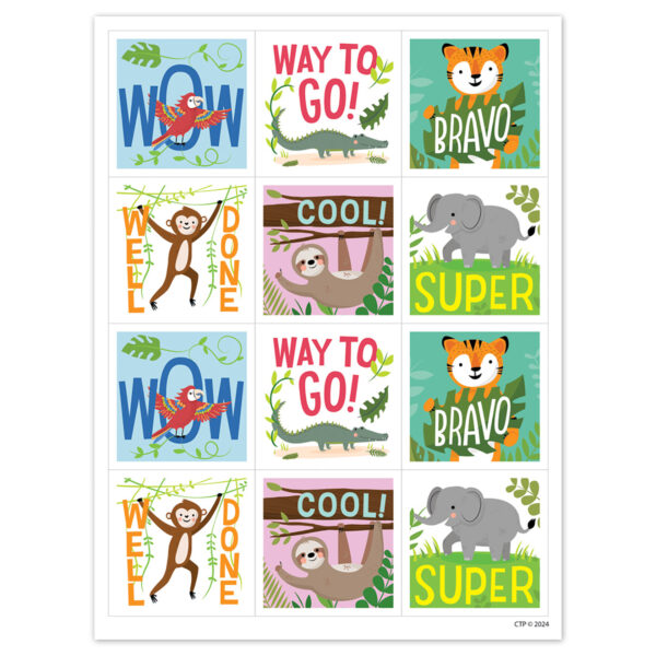 Jungle Friends Reward Stickers, 60 Per Pack, 6 Packs