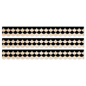 Core Decor Black and Wood Scallops EZ Border, 48 Feet Per Pack, 3 Packs