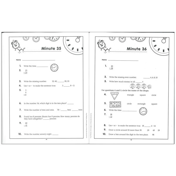 Math Minutes Book, Grade 2