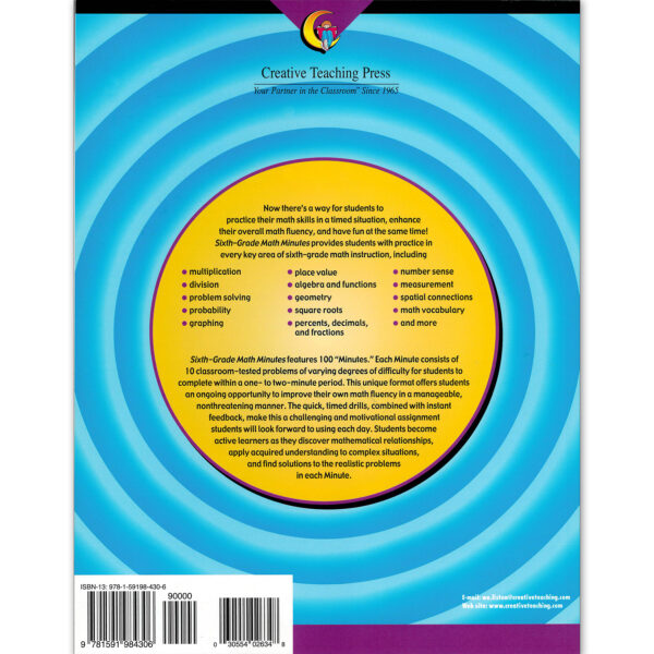 Math Minutes Book, Grade 6