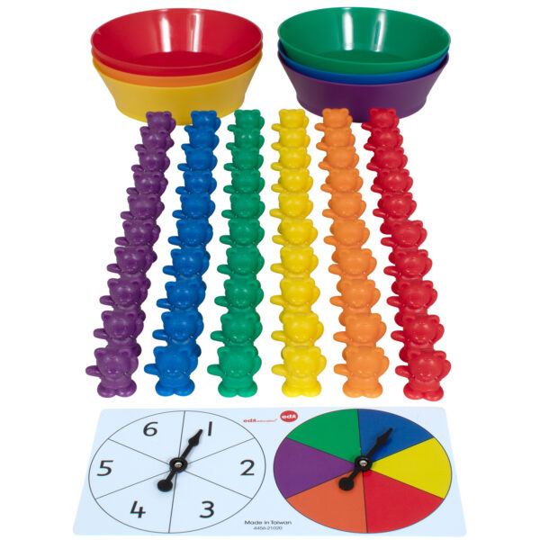 Counting Bears with Matching Bowls - 68pc Set - 60 Bear Counters, 6 Bowls & 2 Game Spinners