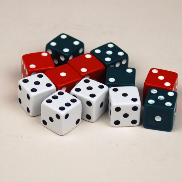 Dot Dice - Red-Green-White - 12 Per Pack - 6 Packs