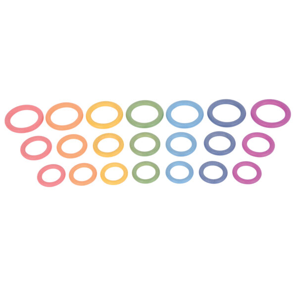 ERSCTU73977.jpg Rainbow Wooden Rings - Set of 21 - 3 Sizes - Counting and Sorting Rings