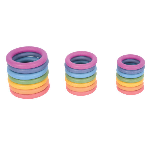 ERSCTU73977_1.jpg Rainbow Wooden Rings - Set of 21 - 3 Sizes - Counting and Sorting Rings
