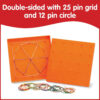Double-Sided Geoboard Set - 5 x 5 Grid - 12 Pin Circular Array - Set of 6
