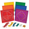 Double-Sided Geoboard Set - 5 x 5 Grid - 12 Pin Circular Array - Set of 6