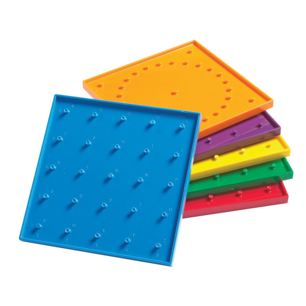 ERSCTU7748.jpg Double-Sided Geoboard Set - 5 x 5 Grid - 24 Pin Circular Array - Set of 6