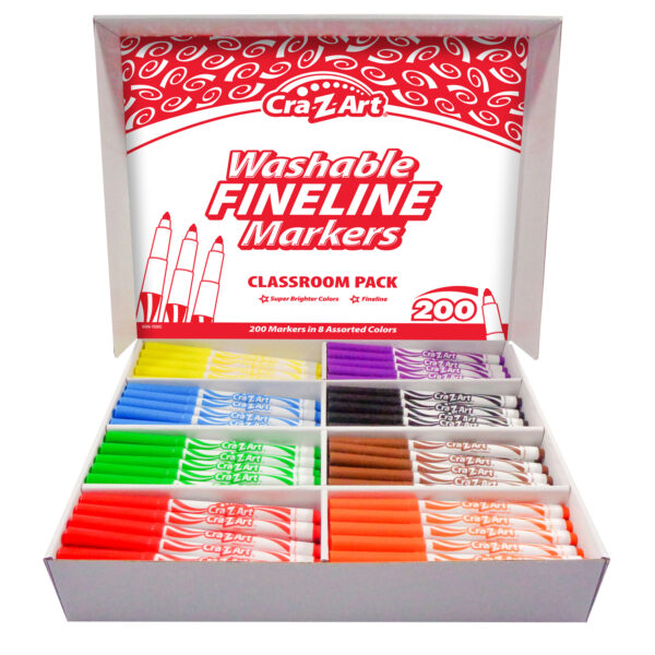 ERSCZA740071.jpg Washable Markers Classroom Pack, Fine Point, 8 Color, Pack of 200