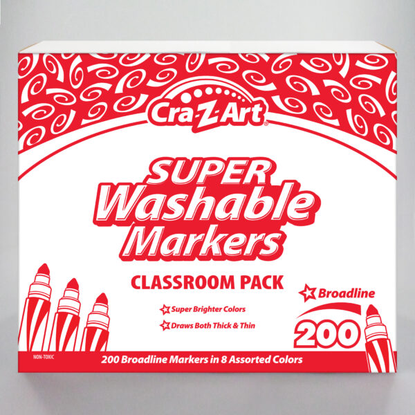 74001ClsPk10Clr250ClrPencilPrint Washable Marker Classroom Pack, Broadline, 8 Color, Pack of 200