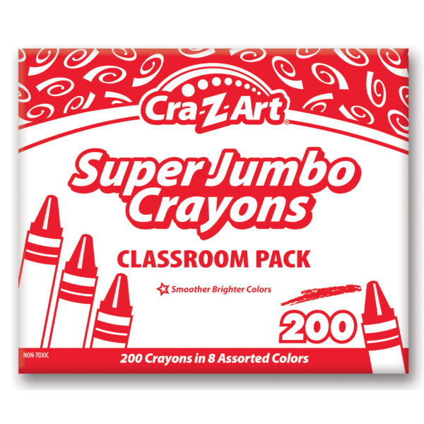 74013ClassPk200JumboCrayon8clr Super Jumbo Crayon Classroom Pack, 200 Count