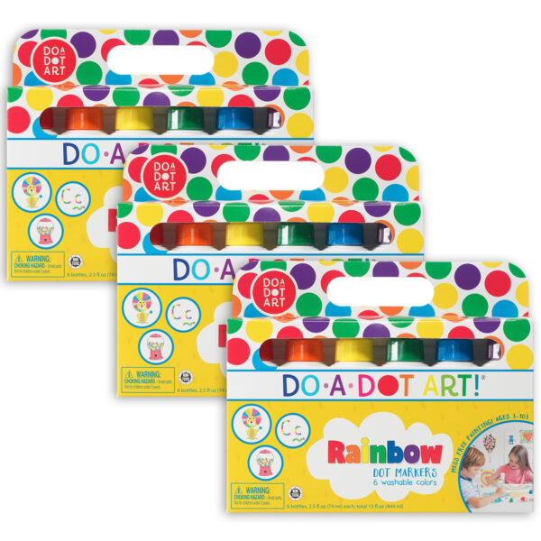 ERSDAD101-3.jpg Washable Rainbow Dot Markers, 6 Colors Per Pack, 3 Packs