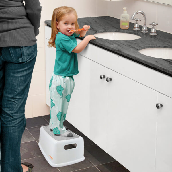 Toddler  Step Stool, Gray-White