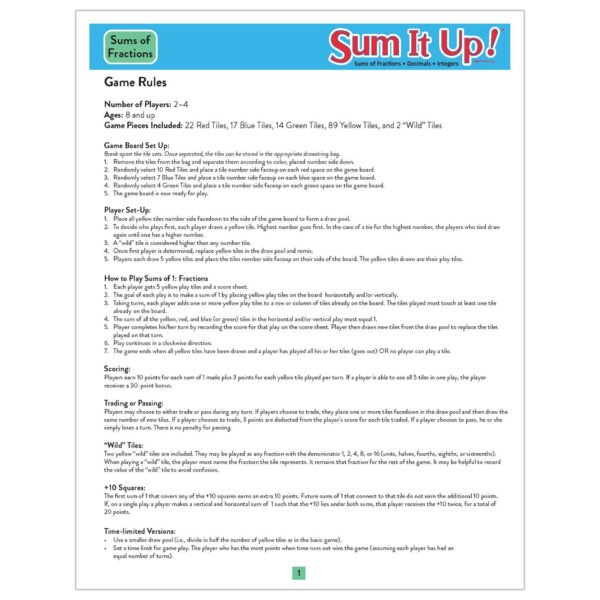 ERSDD-211881_2.jpg Sum It Up! Fractions, Decimals, Integers