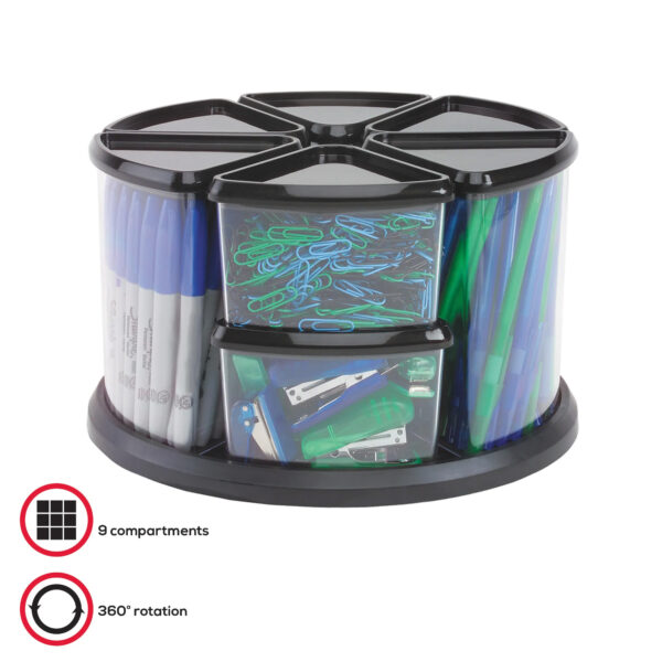 ERSDEF39010104_1.jpg Carousel Rotating Organizer, 9-Bin, Black