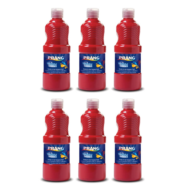 Washable Tempera Paint, Red, 16 oz, Pack of 6