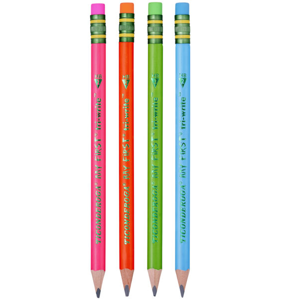 My First Tri-Write Wood-Cased Pencils, Neon Assorted, 12 Per Pack, 2 Packs