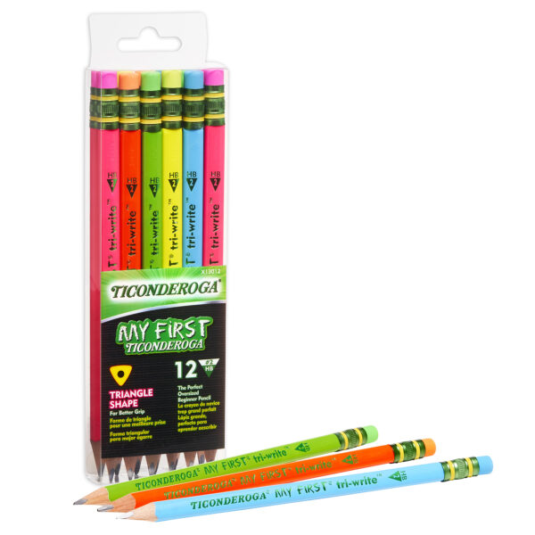 My First Tri-Write Wood-Cased Pencils, Neon Assorted, 12 Per Pack, 2 Packs
