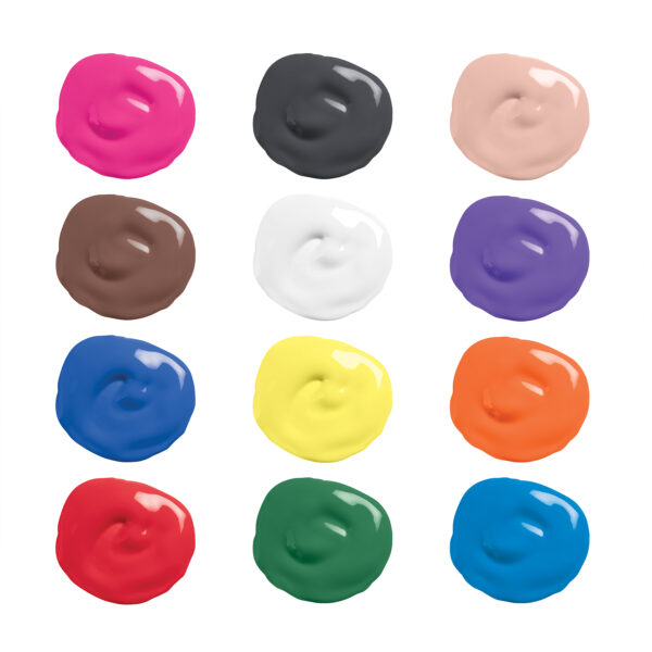 Tempera Paint Set, Assorted Colors, 16 oz Bottles, Set of 12