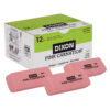 Pink Carnation Erasers, Large, 2-9-16 x 1 x 7-16, 12 Per Pack, 3 Packs