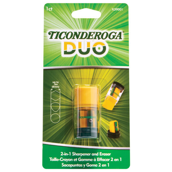 DUO Sharpener-Eraser, Green and Yellow, Pack of 12