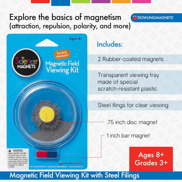 Magnetic Field Viewing Kit with Steel Filings, Pack of 3