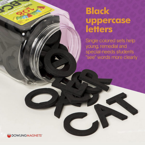 Foam Fun! Uppercase Black Magnetic Letters, 108 Pieces