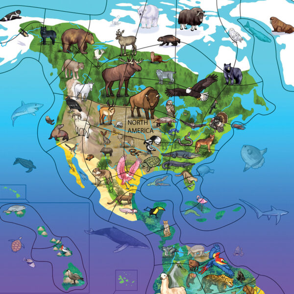 Animal Magnetism Magnetic Wildlife Map Puzzle: North & South America