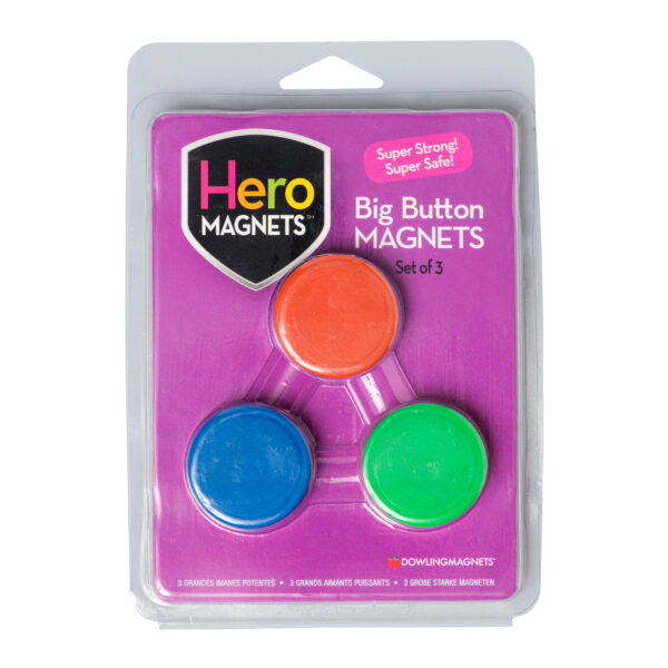 Hero Magnets: Big Button Magnets, 3 Per Pack, 6 Packs