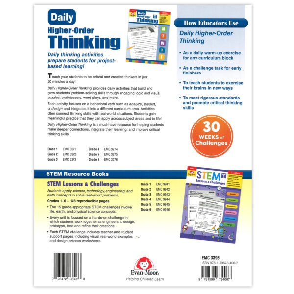 Critical and Creative Thinking Activities Book, Grade 6+