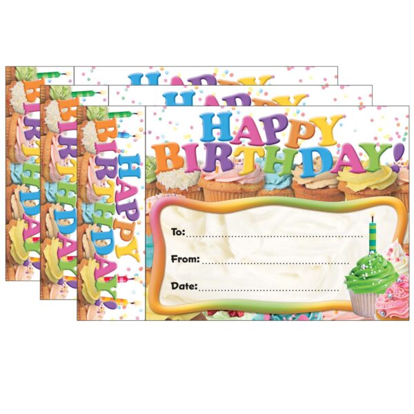 ERSEP-3024-3.jpg Happy Birthday Cupcakes Bookmark Awards, 30 Per Pack, 3 Packs