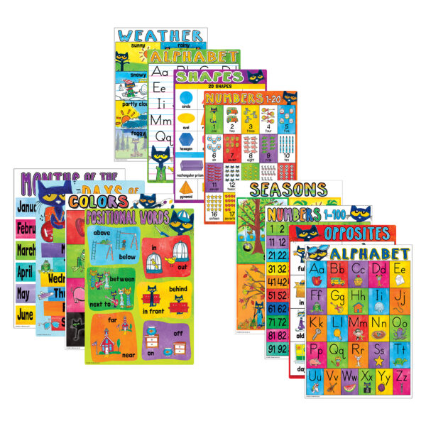 Pete the Cat® Early Learning Small Poster Pack Pete the Cat Early Learning Small Poster Pack, 11" x 15-3-4", Pack of 12