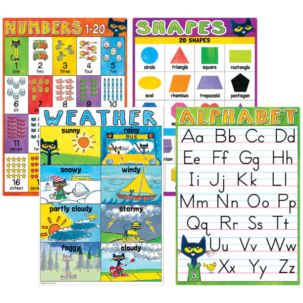 Pete the Cat® Early Learning Small Poster Pack Pete the Cat Early Learning Small Poster Pack, 11" x 15-3-4", Pack of 12
