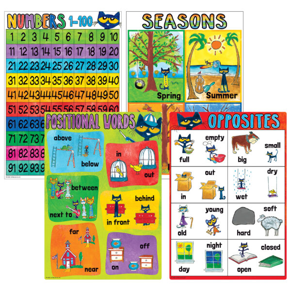 Pete the Cat® Early Learning Small Poster Pack Pete the Cat Early Learning Small Poster Pack, 11" x 15-3-4", Pack of 12
