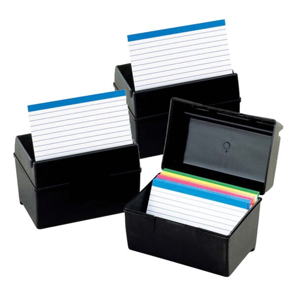 ERSESS01351-6.jpg Plastic Index Boxes, 3 X 5, 300 Cards Capacity, Black, Pack of 6