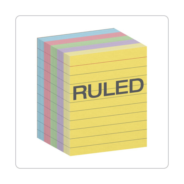 Mini Index Cards, 3" x 2.5", Ruled, Assorted Colors, 200 Per Pack, 6 Packs