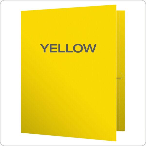 Twin Pocket Folders, Yellow, 25 Per Box