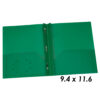 Green Poly Two Pocket Portfolio with Prongs, Pack of 25