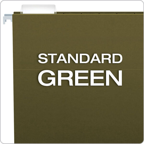 Recycled Hanging Folders, Letter Size, Standard Green, 1-5 Cut, Box of 25