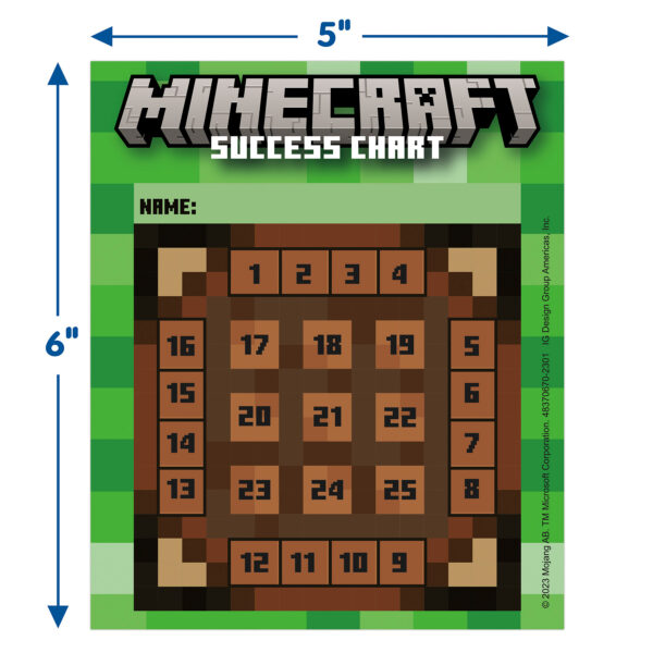 Minecraft Mini Reward Charts with Stickers, 36 Per Pack, 3 Packs