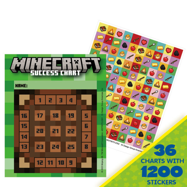 Minecraft Mini Reward Charts with Stickers, 36 Per Pack, 3 Packs