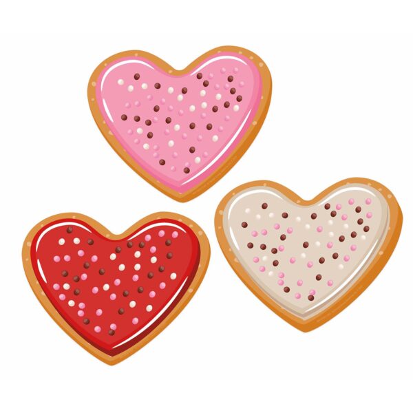 Heart Cookies Paper Cut-Outs, 36 Per Pack, 3 Packs