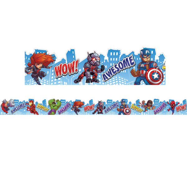 Marvel Super Hero Adventure City Scape Deco Trim Extra Wide Die Cut, 37 Feet Per Pack, 3 Packs
