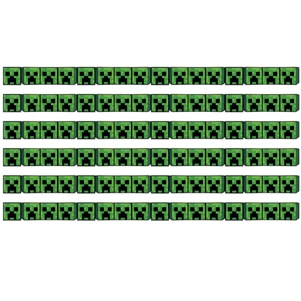 Minecraft Creeper Lineup Wide Trim, 37 Feet Per Pack, 6 Packs