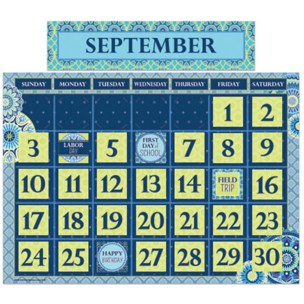 Blue Harmony Calendar Bulletin Board Set