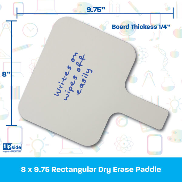 ERSFLP10038-12_2.jpg Single-Sided Rectangular Dry Erase Answer Paddle, 8" x 9.75", Pack of 12